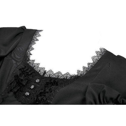 Dark in Love Gothic Lace Square-Neck Puff Sleeve Dress
