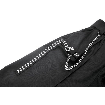 Dark in Love Chain Belt Layered Goth Skirt in Black