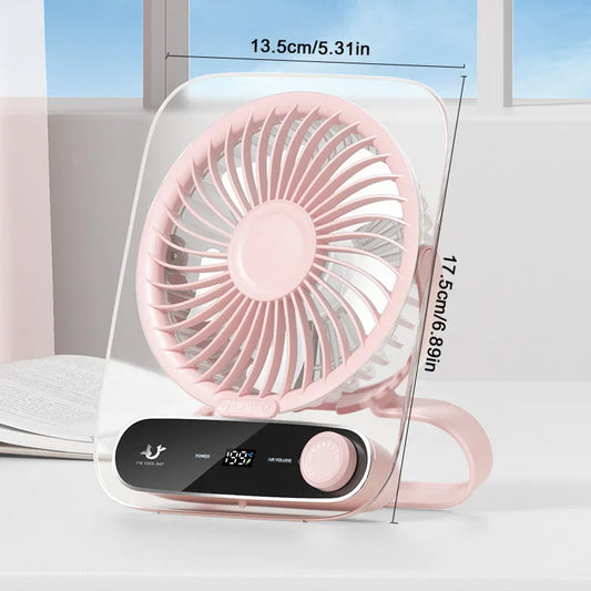 Portable Desk Fan USB Rechargeable 180° Tilt Folding Desktop Fan With LED Display 199 Gear Wind Adjustment Ultra Quiet Table Fan