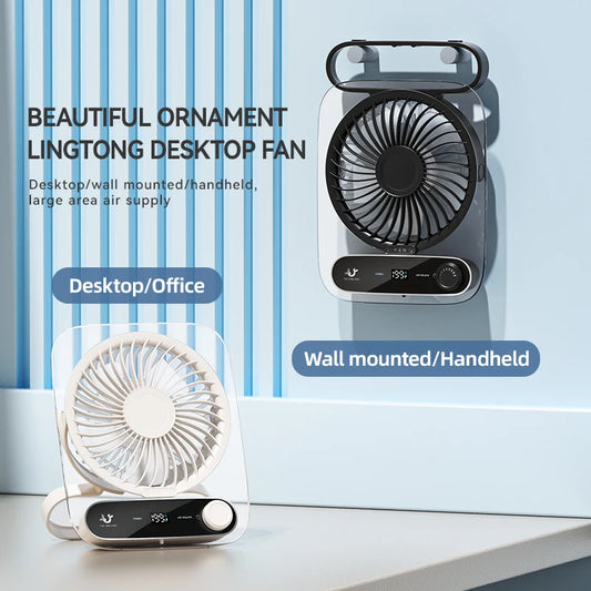 Portable Desk Fan USB Rechargeable 180° Tilt Folding Desktop Fan With LED Display 199 Gear Wind Adjustment Ultra Quiet Table Fan