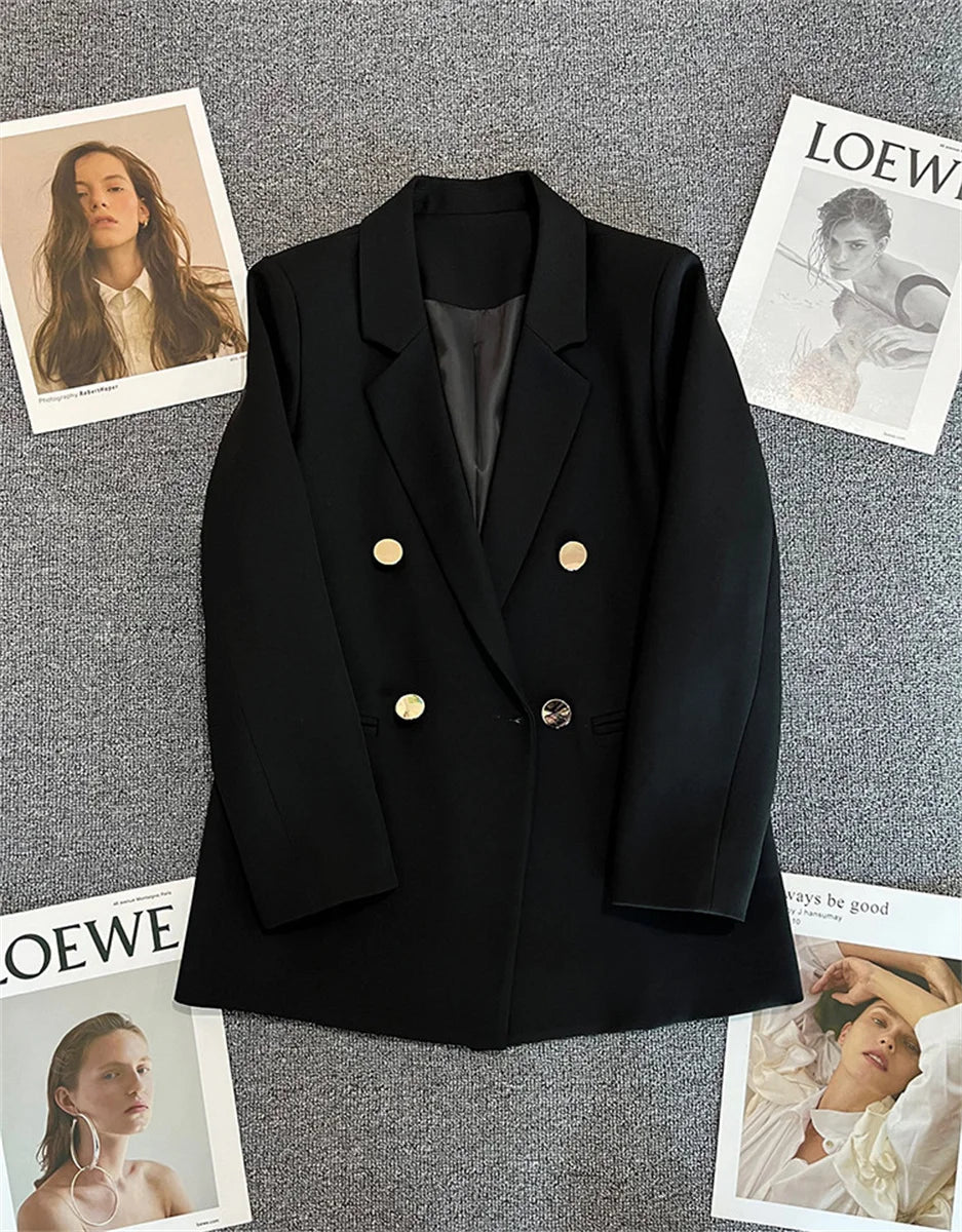 Elegant Women's Blazer Coat Fashion Stand Up Collar Long Sleeve Female Coats Spring Autumn Fashion Loose Office Lady Outwear