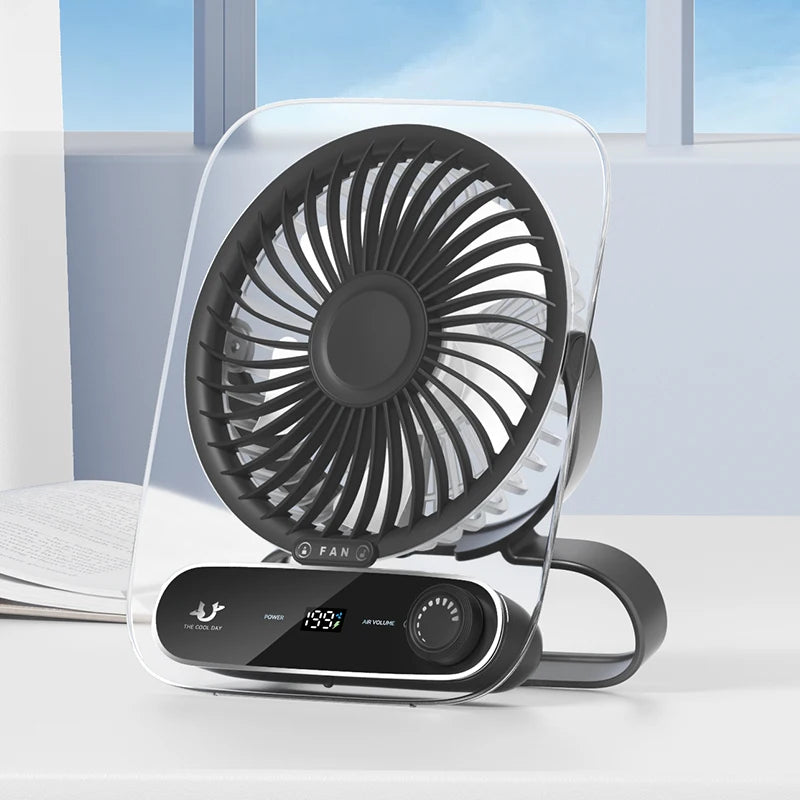 Portable Desk Fan USB Rechargeable 180° Tilt Folding Desktop Fan With LED Display 199 Gear Wind Adjustment Ultra Quiet Table Fan