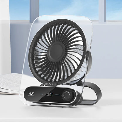 Portable Desk Fan USB Rechargeable 180° Tilt Folding Desktop Fan With LED Display 199 Gear Wind Adjustment Ultra Quiet Table Fan