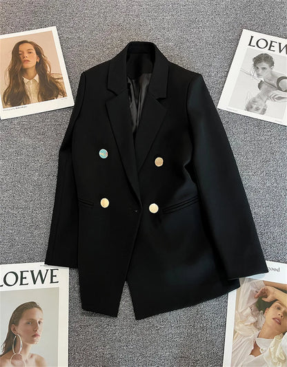 Elegant Women's Blazer Coat Fashion Stand Up Collar Long Sleeve Female Coats Spring Autumn Fashion Loose Office Lady Outwear