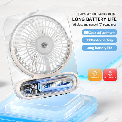 Portable Desk Fan USB Rechargeable 180° Tilt Folding Desktop Fan With LED Display 199 Gear Wind Adjustment Ultra Quiet Table Fan