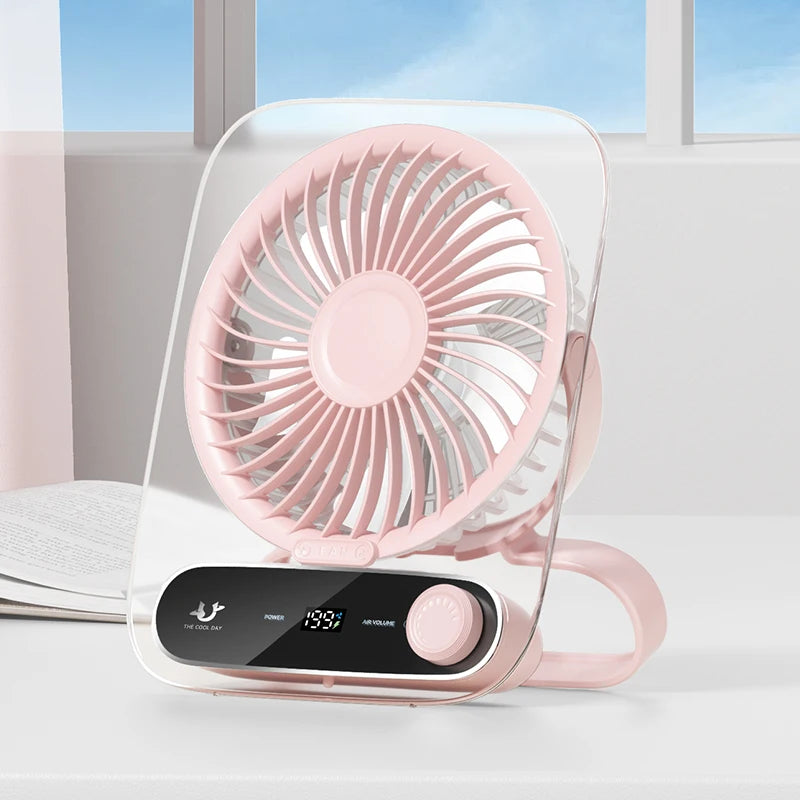 Portable Desk Fan USB Rechargeable 180° Tilt Folding Desktop Fan With LED Display 199 Gear Wind Adjustment Ultra Quiet Table Fan