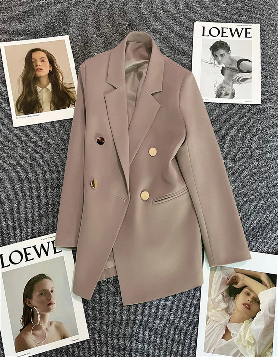 Elegant Women's Blazer Coat Fashion Stand Up Collar Long Sleeve Female Coats Spring Autumn Fashion Loose Office Lady Outwear