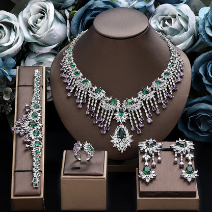 4 pieces of ultra luxury cubic zirconia bridal party costumes jewelry set