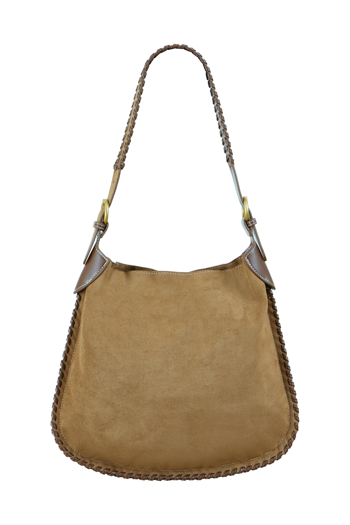 Yumi Tan Faux Suede Stitching Detail Bag