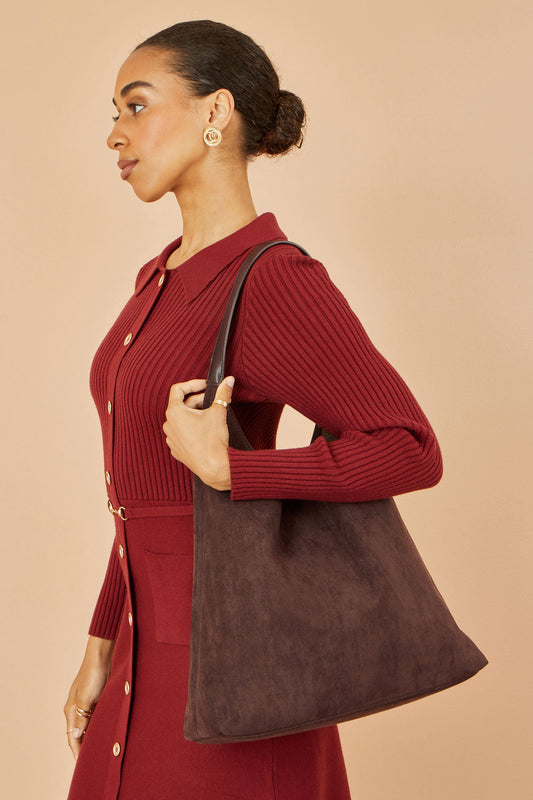 Yumi Brown Shoulder Bag With Inside Bag