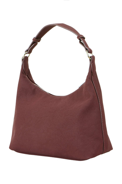 Yumi Burgundy Shoulder Bag With Buckle Strap