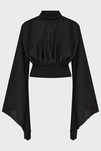 Killstar Astralune High Neck Flared Sleeve Top