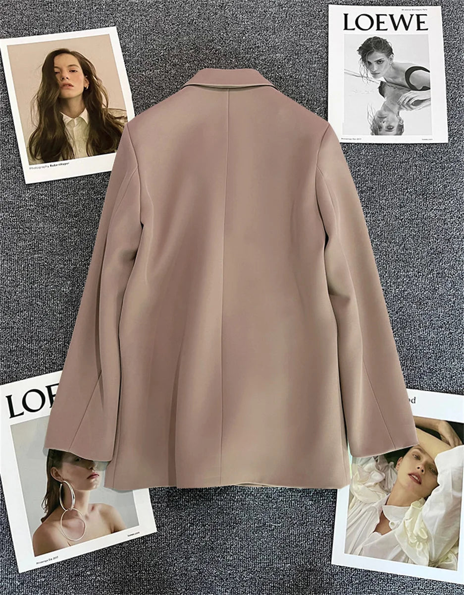 Elegant Women's Blazer Coat Fashion Stand Up Collar Long Sleeve Female Coats Spring Autumn Fashion Loose Office Lady Outwear
