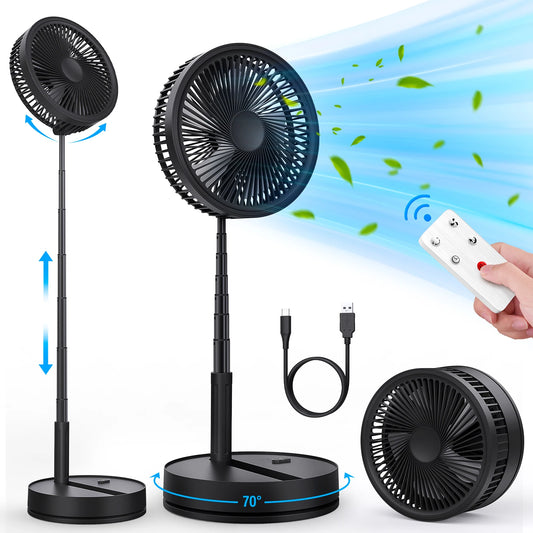 7200mAh Telescopic Folding Fan 4 Speed Wireless USB Rechargeable Desktop Cooling Fan Outdoor Indoor Portable Silent Floor Fan