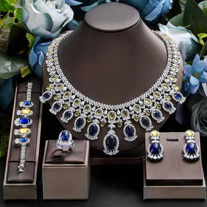New Luxury 4-piece  Crystal Necklace  Jewelry Set