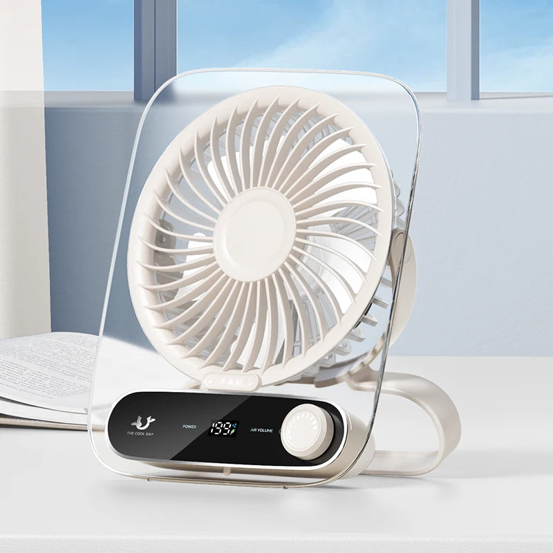 Portable Desk Fan USB Rechargeable 180° Tilt Folding Desktop Fan With LED Display 199 Gear Wind Adjustment Ultra Quiet Table Fan