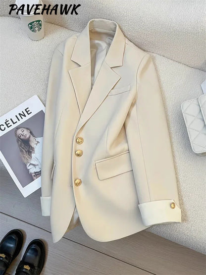 Elegant Women's Blazer Coat Fashion Stand Up Collar Long Sleeve Female Coats Spring Autumn Fashion Loose Office Lady Outwear