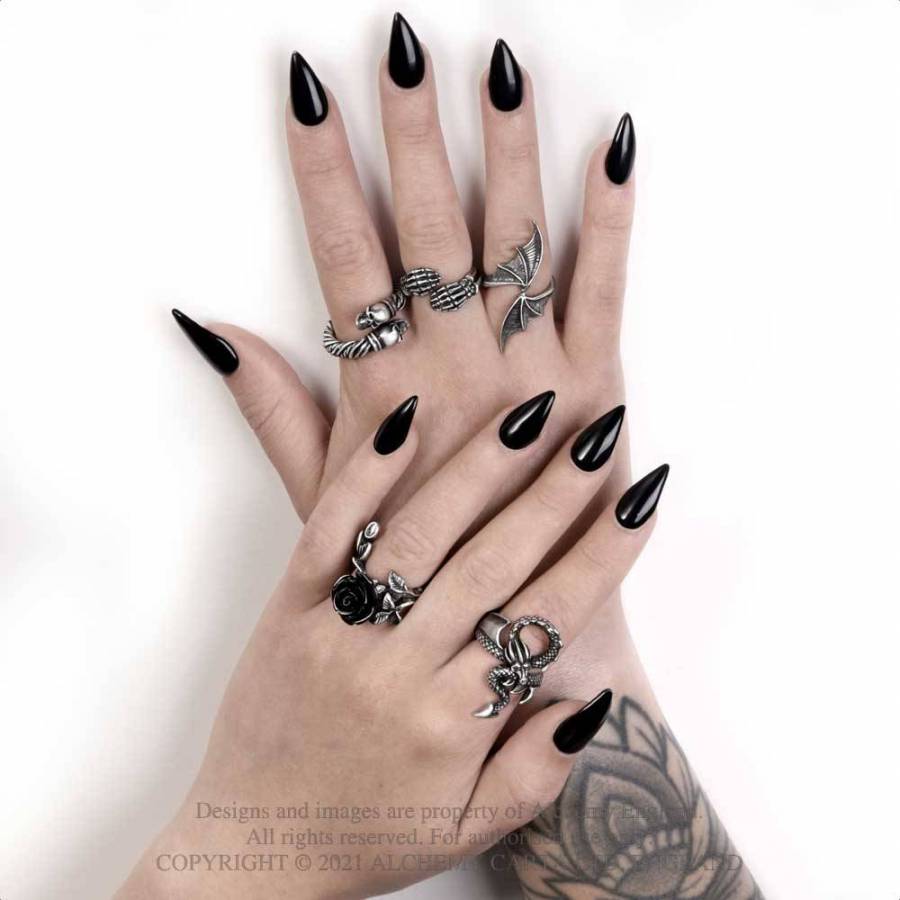 Alchemy Gothic Wild Black Rose Ring