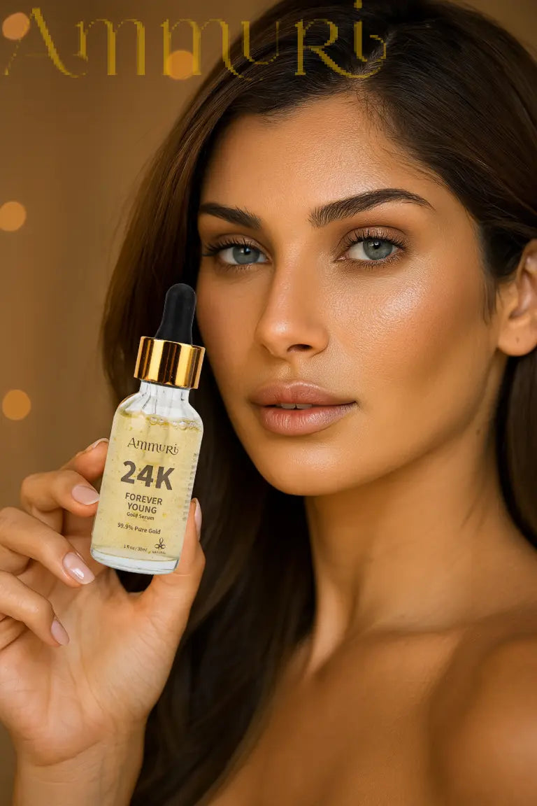 Ammuri 24K Gold Face Serum - Anti-Aging Collagen Booster Dark Circle Treatment