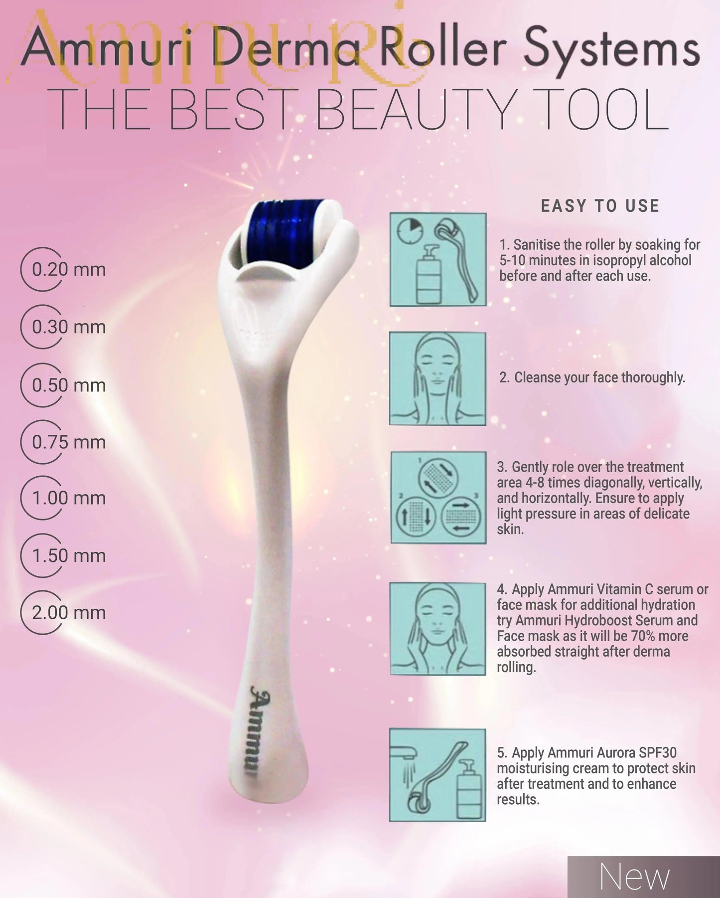 Ammuri Aesthetic Derma Roller System - Microneedle Derma Roller