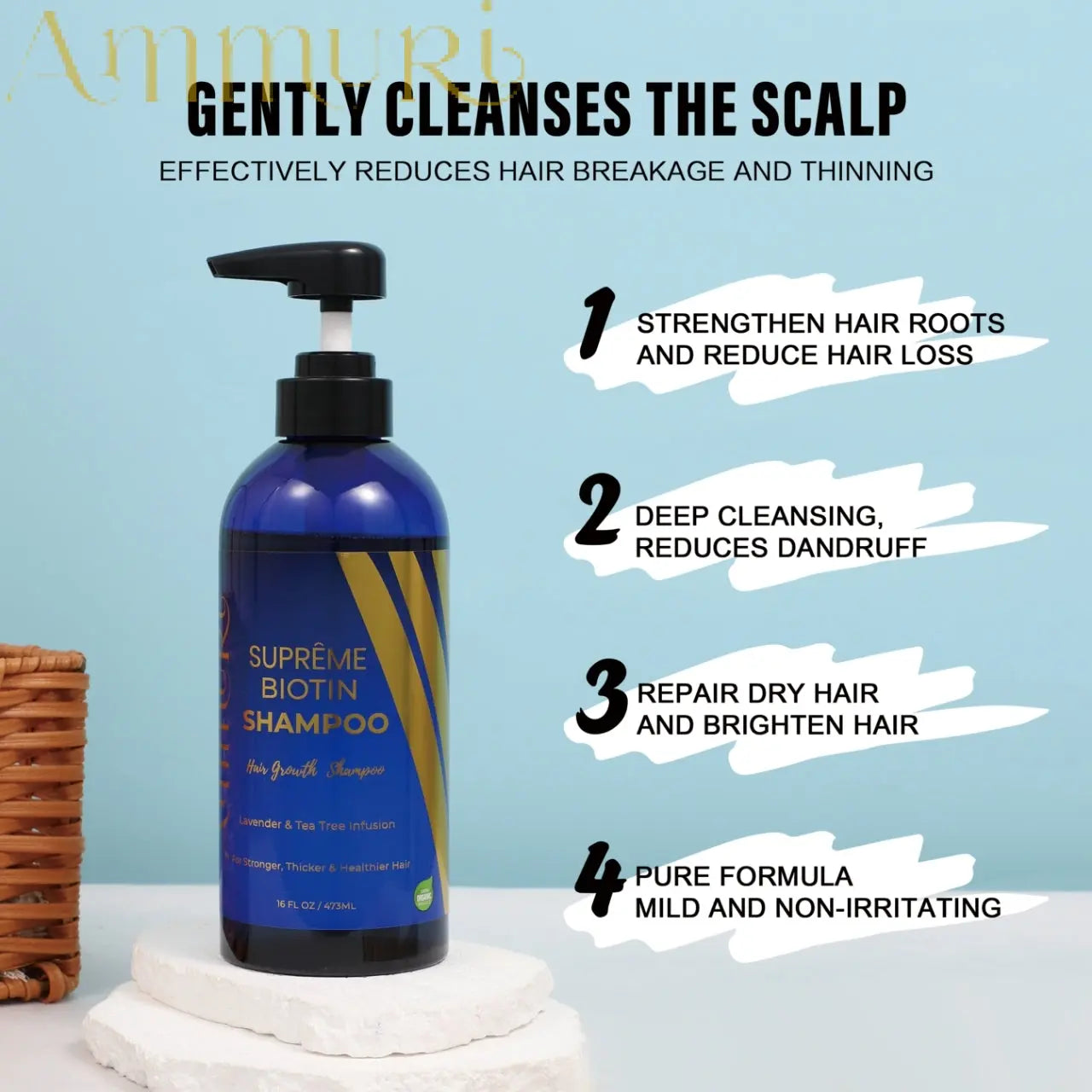 Ammuri Biotin DHT Blocker Shampoo Sulfate-Free Hair Loss Treatment