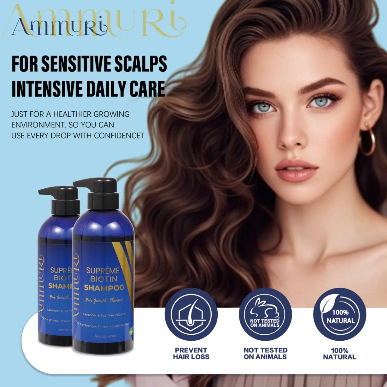 Ammuri Biotin Shampoo – DHT Blocker for Thicker, Fuller-Looking Hair | 473ml