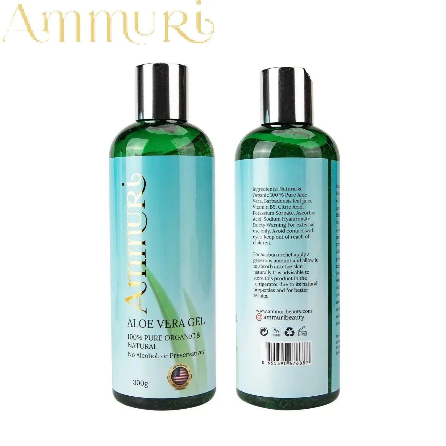 Ammuri Organic Aloe Vera Gel 300g - Pure Natural Hydration
