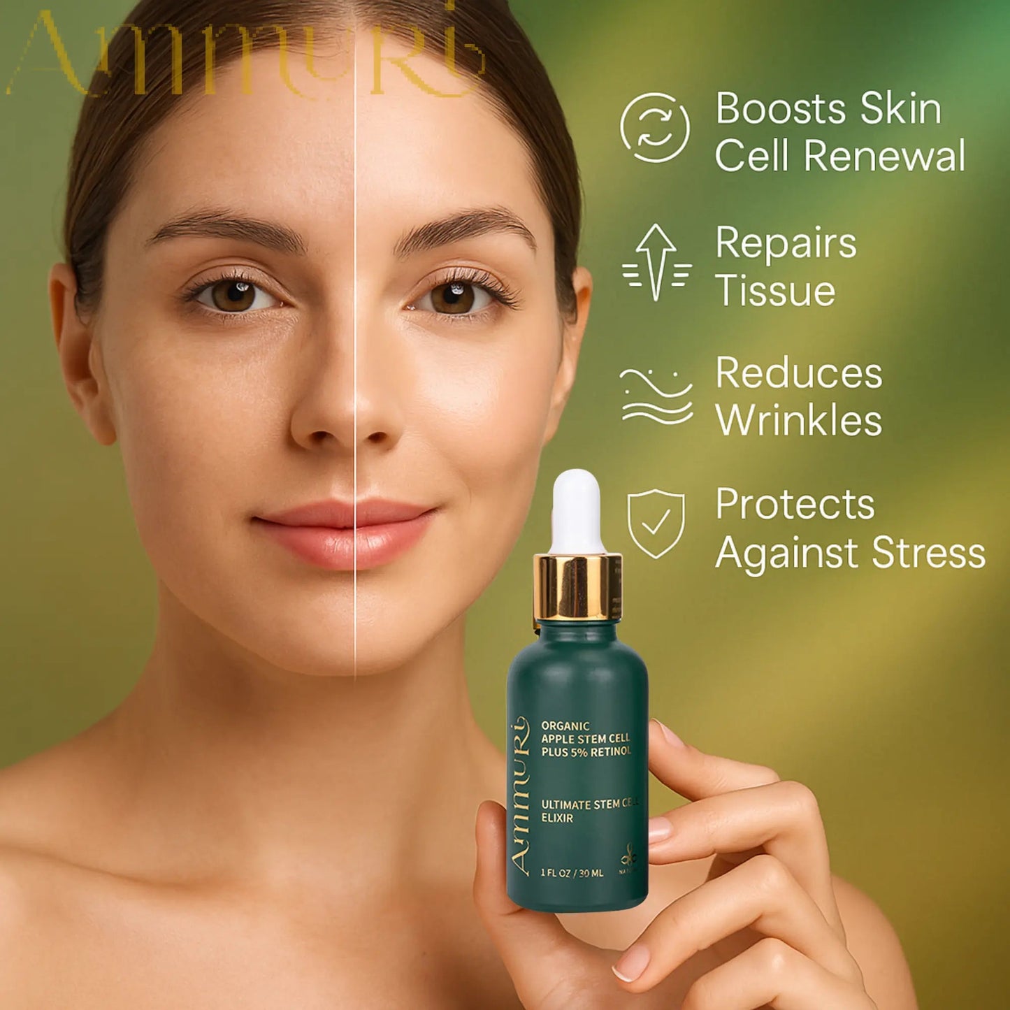 Ammuri Retinol Serum 5% + Apple Stem Cell – Anti-Aging, Acne, Dark Spot Care 30ml