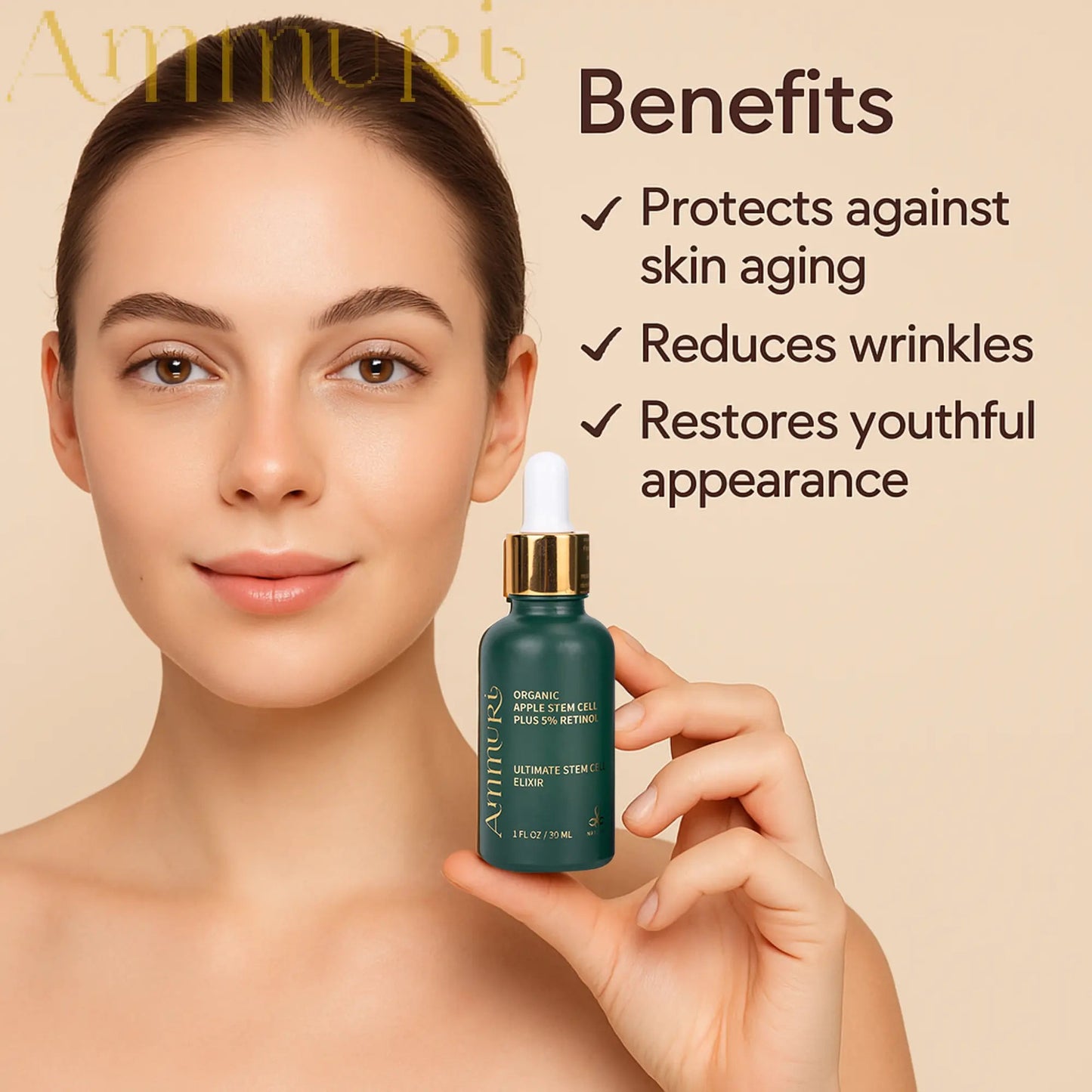 Ammuri Retinol Serum 5% + Apple Stem Cell – Anti-Aging, Acne, Dark Spot Care 30ml