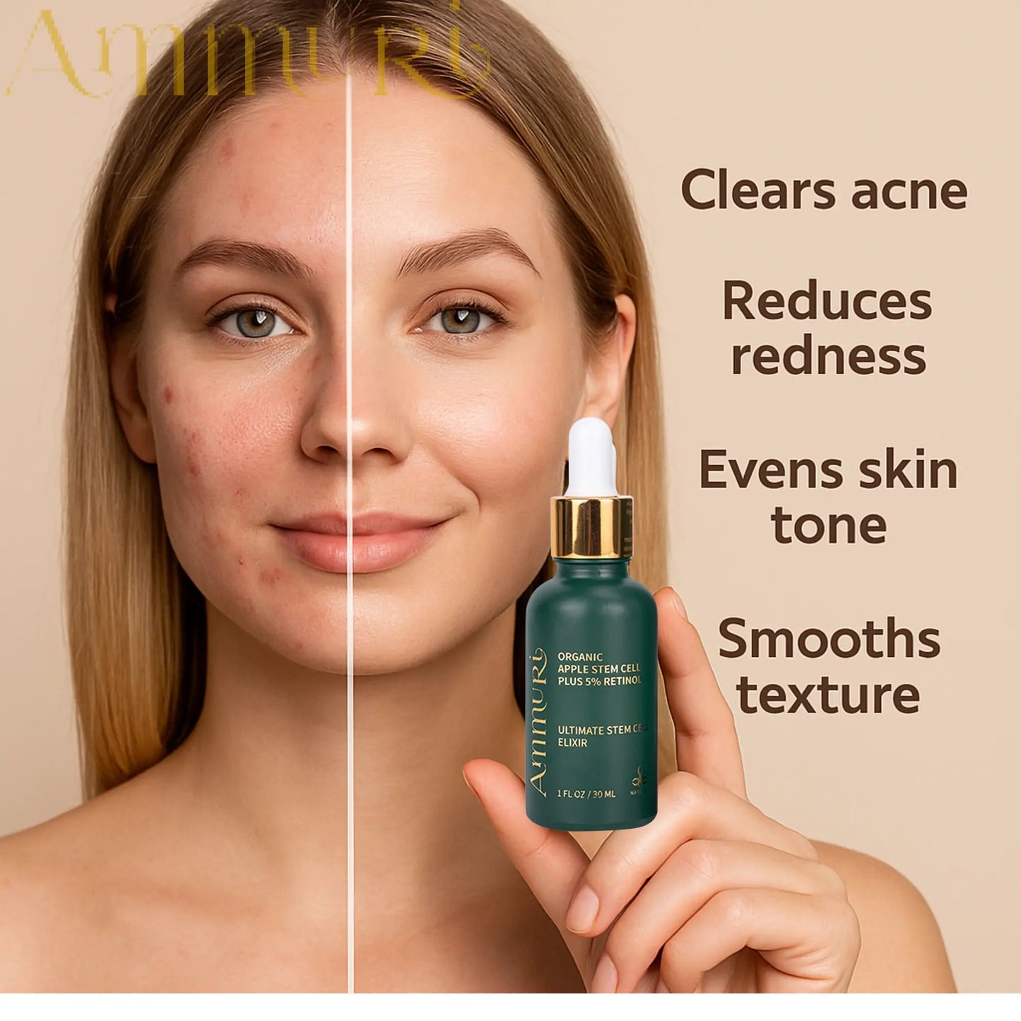 Ammuri Retinol Serum 5% + Apple Stem Cell – Anti-Aging, Acne, Dark Spot Care 30ml