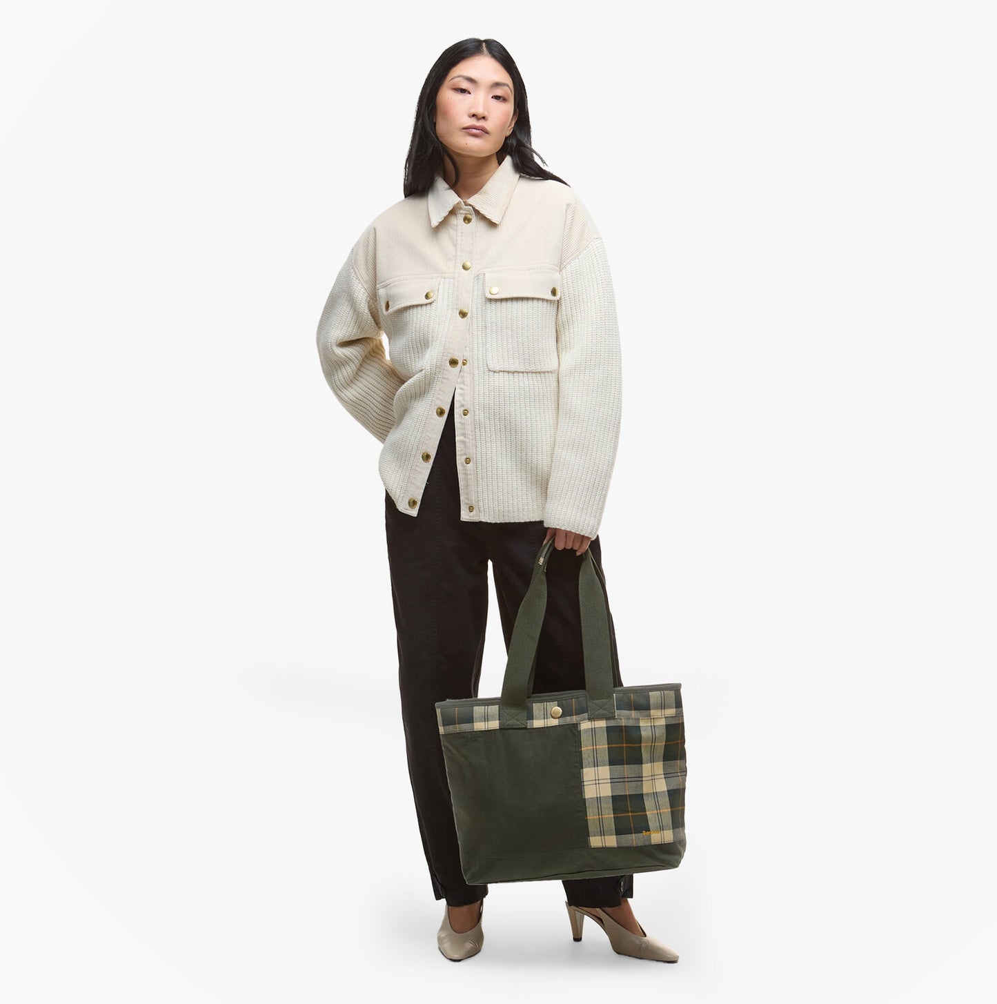 Barbour MYA PATCHWORK Tote Bag Womens Tote Bag Sage/Ancient