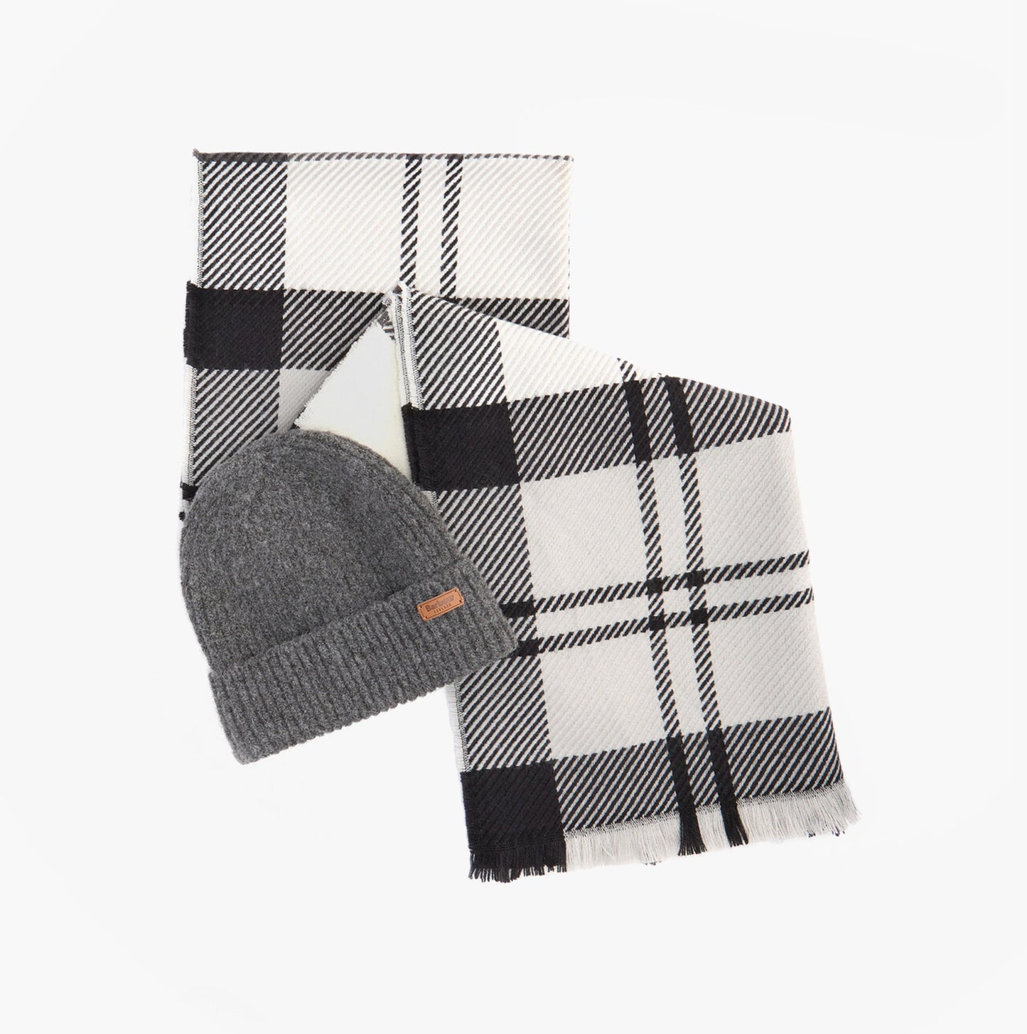 Barbour PENDLE BEANIE & BLAIR SCARF Gift Set Womens Monochrome