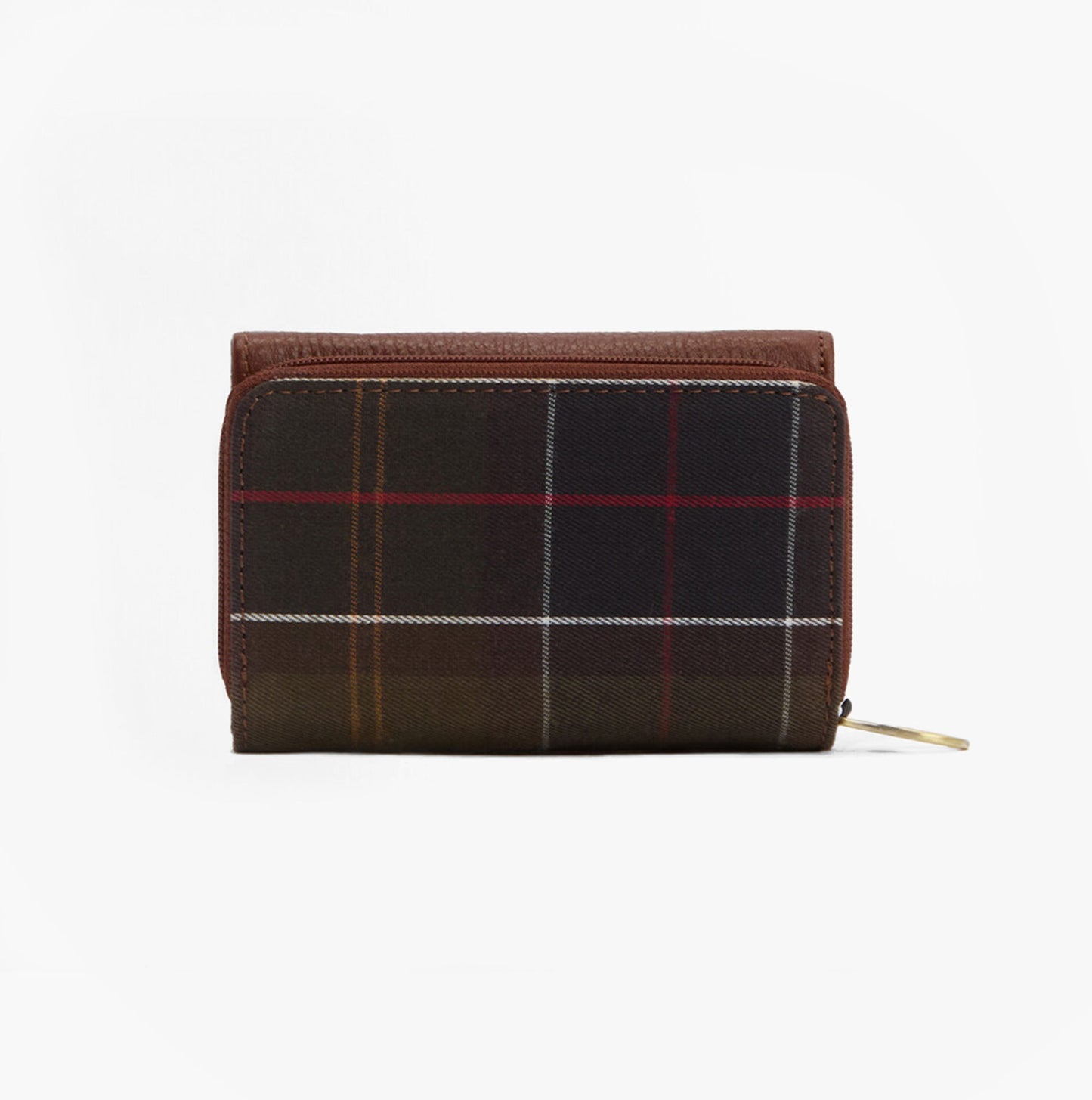 Barbour ROSA LEATHER French Purse Womens Brown/Classic Tartan