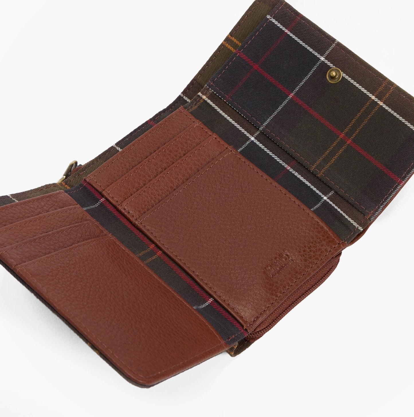 Barbour ROSA LEATHER French Purse Womens Brown/Classic Tartan