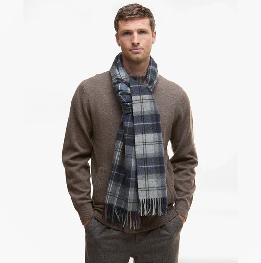 Barbour WOOL CASHMERE TARTAN Mens Winter Grey Midnight