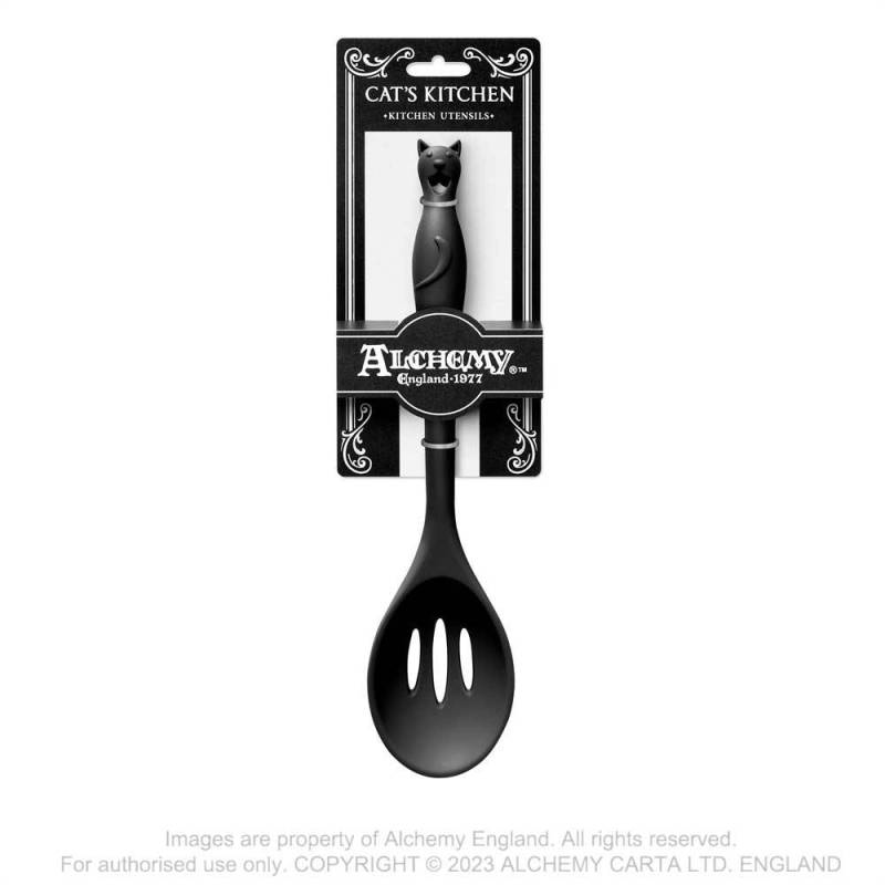 Alchemy Black Cat Silicone Slotted Spoon