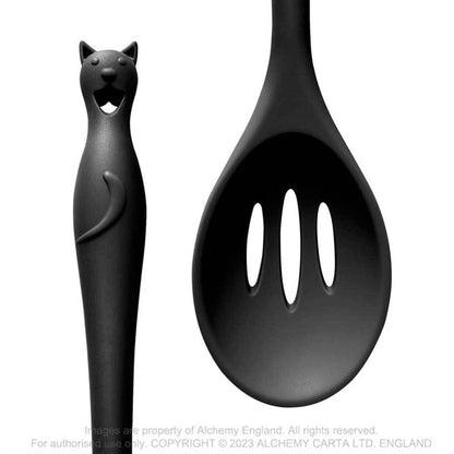 Alchemy Black Cat Silicone Slotted Spoon