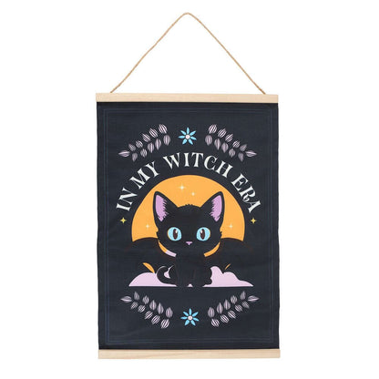 Gothic GiftsIn My Witch Era Bat Cat Fabric Wall Hanging