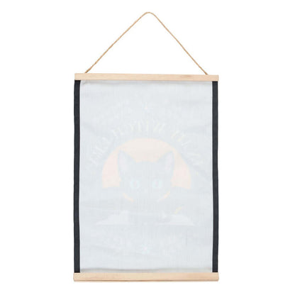 Gothic GiftsIn My Witch Era Bat Cat Fabric Wall Hanging