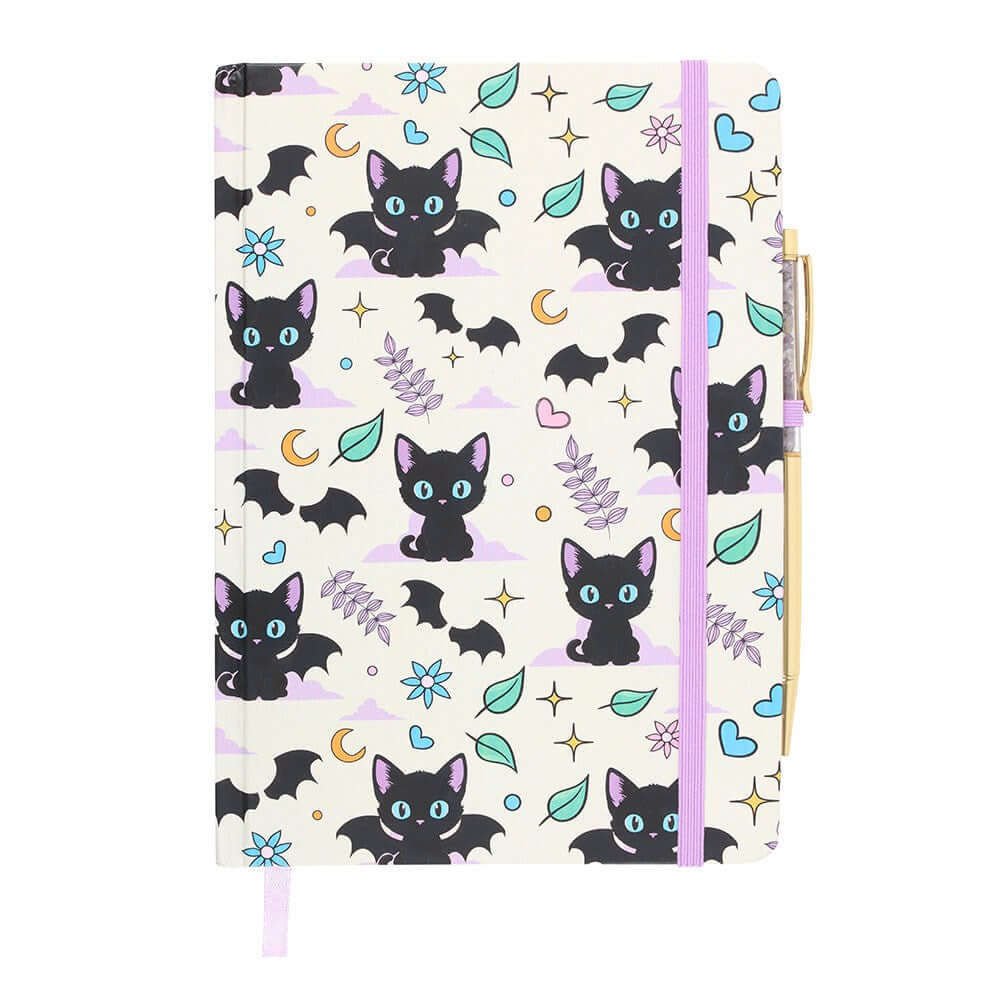 Gothic Gifts Cute and Creepy Print A5 Notebook with Amethyst Pen