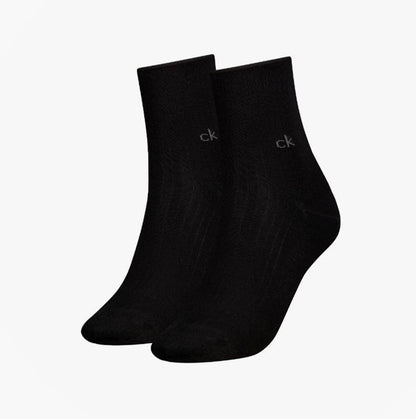 Calvin Klein 2 Pack Shorty Roll Top Womens Socks Black