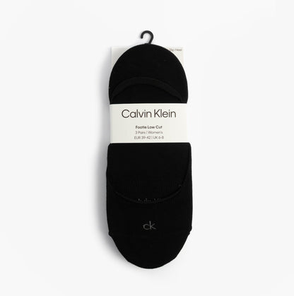 Calvin Klein 3 Pack Footie Womens Socks Black