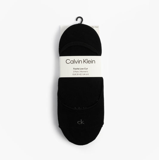 Calvin Klein 3 Pack Footie Womens Socks Black