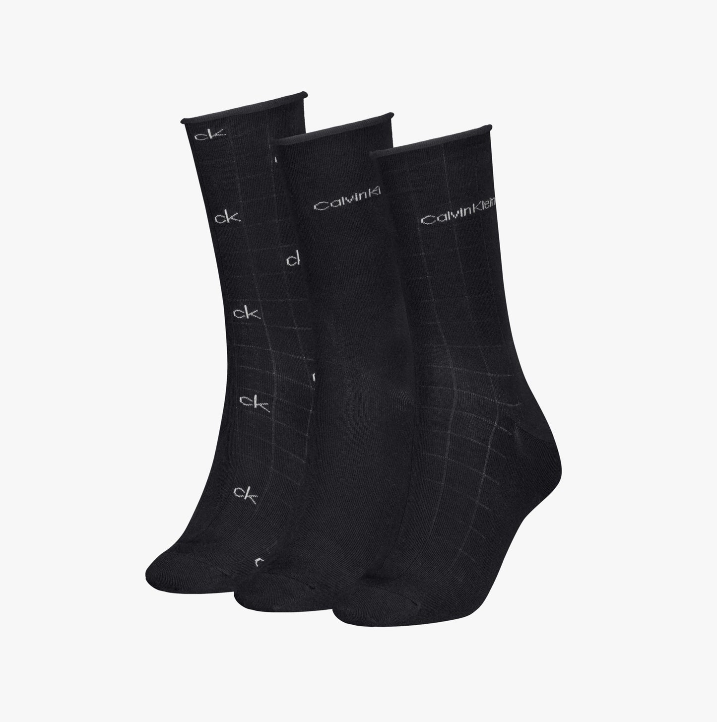 Calvin Klein 3 Pack Giftbox Grid Womens Socks Black