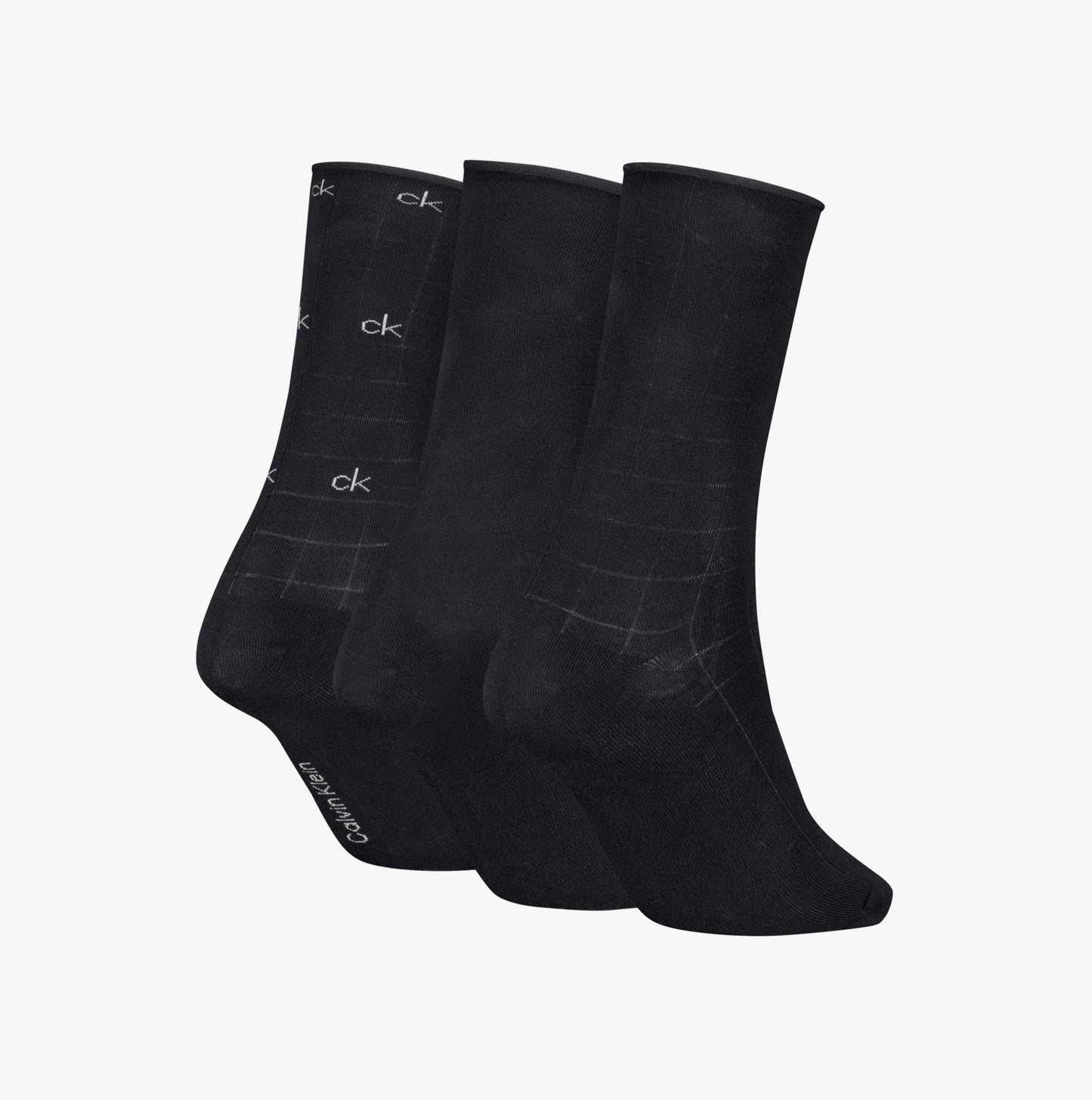 Calvin Klein 3 Pack Giftbox Grid Womens Socks Black