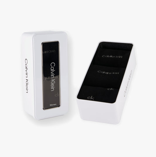 Calvin Klein 3 Pack Giftbox Grid Womens Socks Black