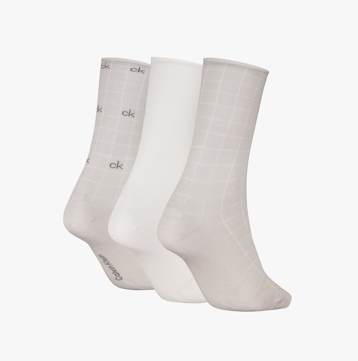 Calvin Klein 3 Pack Giftbox Grid Womens Socks Light Grey