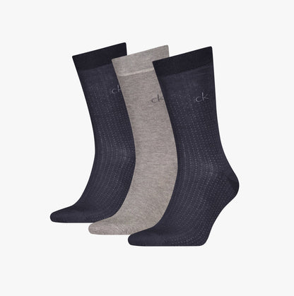 Calvin Klein 3 Pack Giftbox Dropknee Mens Socks Grey Combo