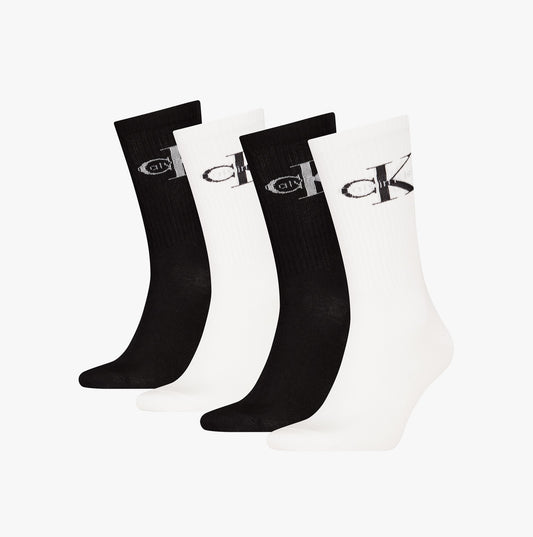 Calvin Klein 4 Pack Giftbox Monologue Mens Socks White/Black