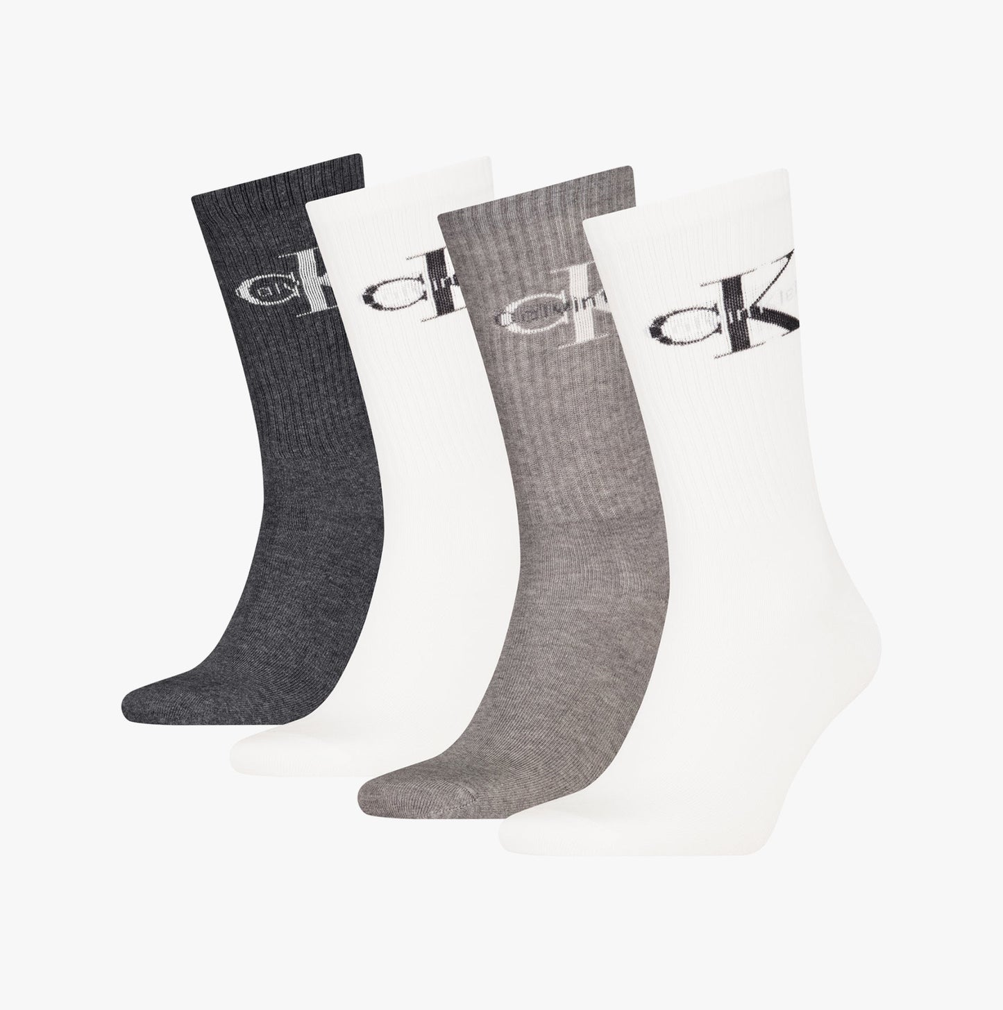 Calvin Klein 4 Pack Giftbox Monologue Mens Socks Grey Melange/White
